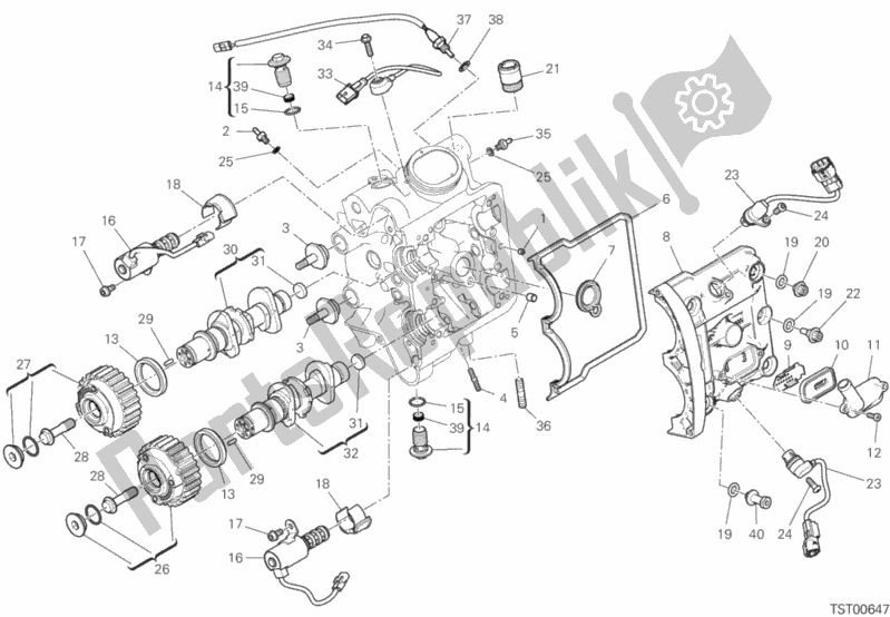 Tutte le parti per il Sistema Di Fasatura Testa Orizzontale del Ducati Diavel 1260 S USA 2019